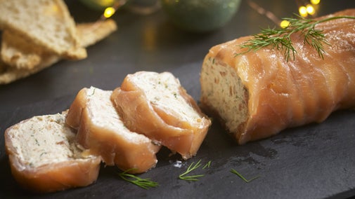 Salmon mousse on a piece of slate